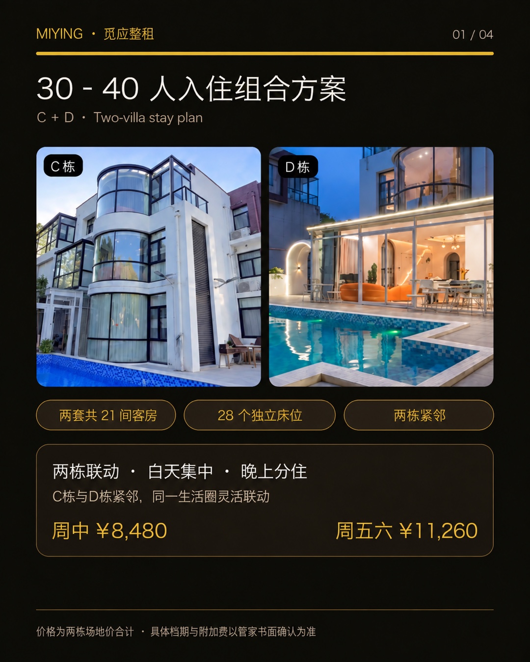 C栋+D栋30至40人入住组合方案